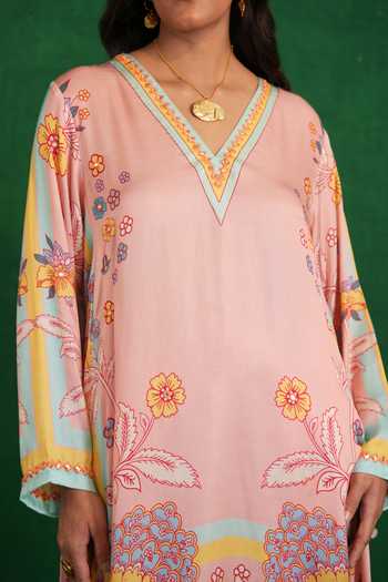 Buy Swati Vijaivargie Pink Satin, Modal, Bemberg Embroidery, Butterfly Poncho And Dhoti Pant Set Buy_Swati Vijaivargie_Pink Satin, Modal, Bemberg Embroidery, Butterfly Poncho And Dhoti Pant Set