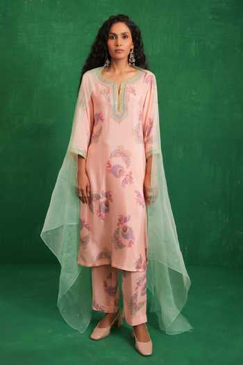 Swati Vijaivargie Printed Embroidered Buta Jaal Kurta Set 