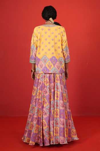 Swati Vijaivargie Butterfly Print Jacket Lehenga Set 