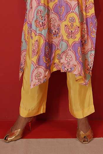 Swati Vijaivargie_Multi Color Satin, Modal, Bemberg, Silk Butterfly Chameli Kaftan And Pant Set _Online_at_Aza_Fashions