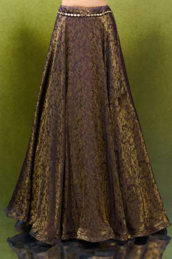 Buy_Samyukta Singhania_Green Jacquard Sweetheart Neck Woven Lehenga Set _Online_at_Aza_Fashions