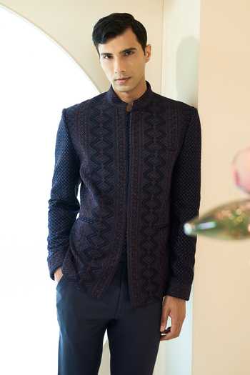 Rabani & Rakha Thread Embroidered Bandhgala & Pant Set 