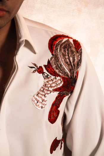 Buy_Menoir_White The Velvet Bloom Shirt _Online_at_Aza_Fashions