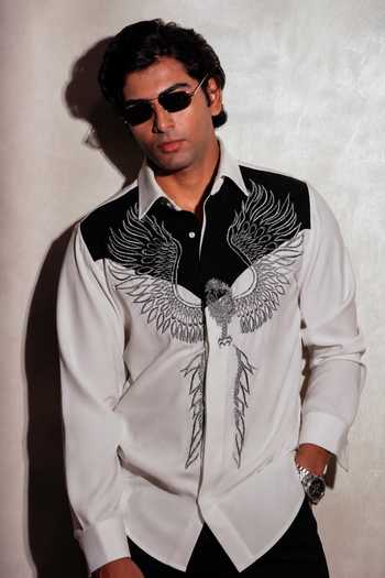 Buy_Menoir_White Bird Embroidered Shirt _Online_at_Aza_Fashions