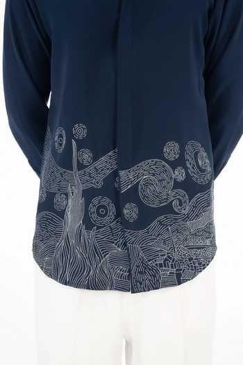 Buy_Menoir_Blue Starry Night Navy Shirt _Online_at_Aza_Fashions