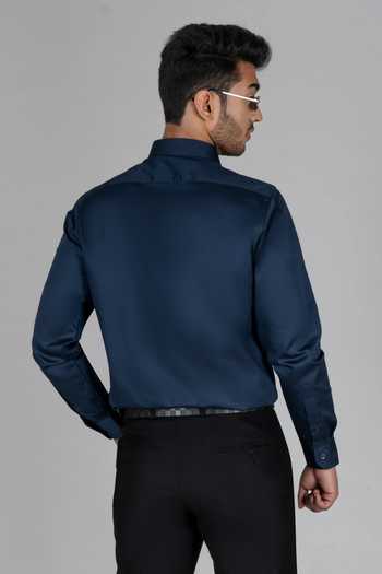 Menoir Ethnic Side Blue Embroidered Shirt 