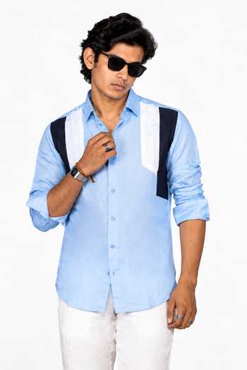 Menoir Blue Patched Shades Of Shirt Online at Aza Fashions Menoir_Blue Patched Shades Of Shirt _Online_at_Aza_Fashions