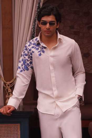 Menoir Floral Placement Embroidered Shirt 