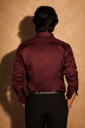 Menoir 3 Wave Embroidered Wine Shirt 