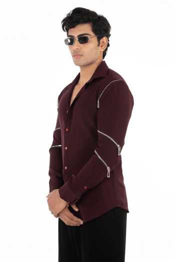 Buy_Menoir_Maroon Panthera Shirt _Online_at_Aza_Fashions