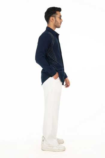Menoir_Blue Horizon Chain Shirt _Online_at_Aza_Fashions