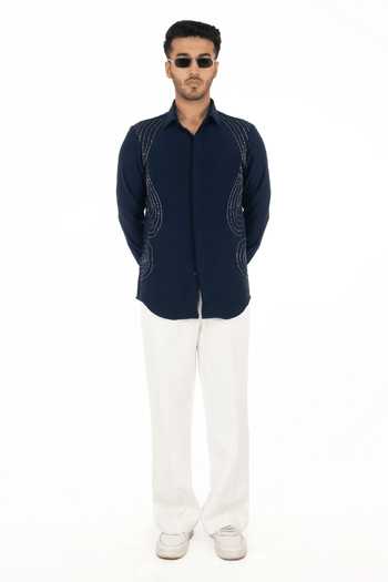 Shop_Menoir_Blue Horizon Chain Shirt _Online_at_Aza_Fashions