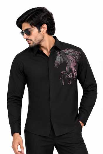 Menoir_Black Velorian Shirt _Online_at_Aza_Fashions
