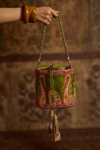 Kalista Taroob Paisley Embroidered Potli