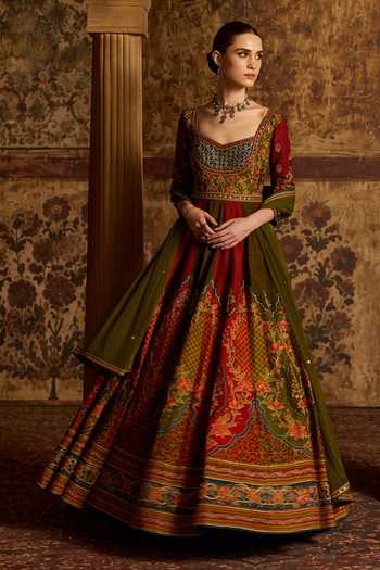 Kalista Shirina Floral Print Anarkali With Dupatta 