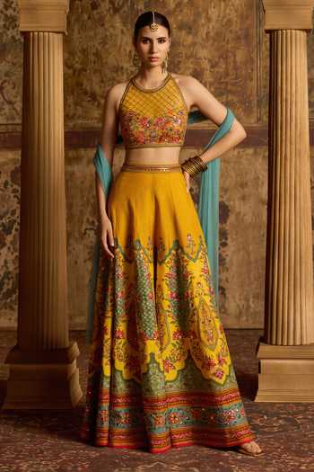 Kalista Arika Floral Embroidered Blouse & Sharara Set 