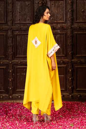 Bahaara By Divya Narula Mirror Work Kaftan & Pant Set 