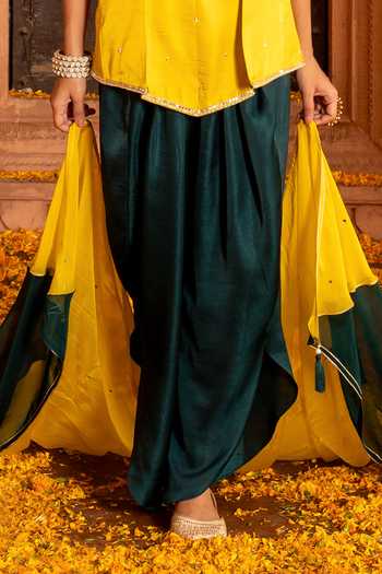 Shop Bahaara By Divya Narula Yellow Silk, Organza Halter Neck, Yes Neckline Embroidered Kurta Set Online at Aza Fashions Shop_Bahaara By Divya Narula_Yellow Silk, Organza Halter Neck, Yes Neckline Embroidered Kurta Set _Online_at_Aza_Fashions