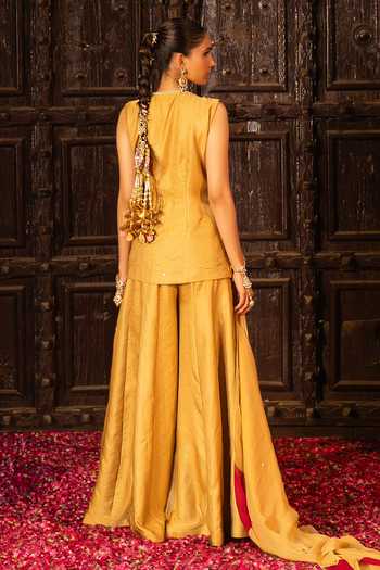 Bahaara By Divya Narula Mirror Work Angarkha Sharara Set 