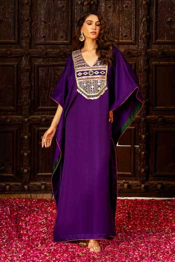 Bahaara By Divya Narula Placement Embellished Kaftan 