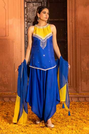 Bahaara By Divya Narula Colorblock Embroidered Kurta Set 