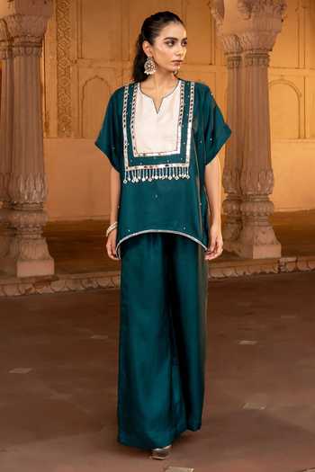 Bahaara By Divya Narula Embellished Kaftan & Pant Set 
