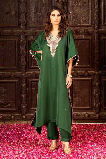 Bahaara By Divya Narula Embroidered Kaftan & Pant Set 