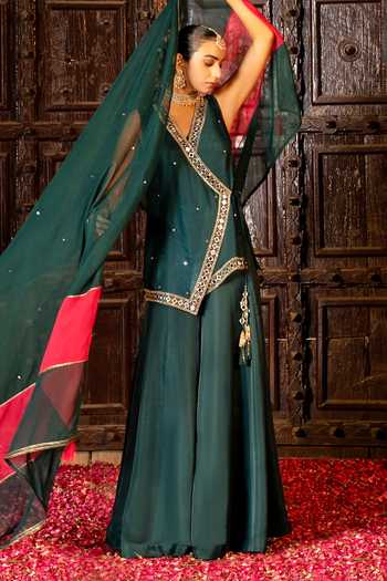 Bahaara By Divya Narula Embroidered Angarkha Kurta Set 