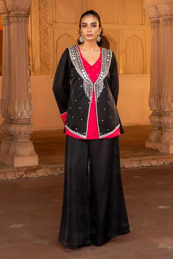 Bahaara By Divya Narula Embroidered Jacket Set 