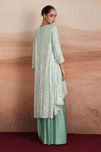 Mustard Moon By Neyha And Vrinda Serena Layered Kurta & Draped Skirt Set