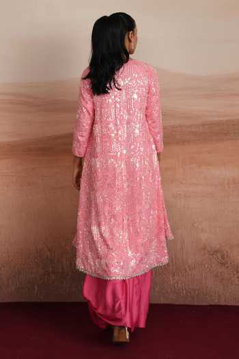 Mustard Moon By Neyha And Vrinda Serena Layered Kurta & Draped Skirt Set