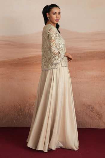 Mustard Moon By Neyha And Vrinda Sidra Embellished Jacket & Sharara Set
