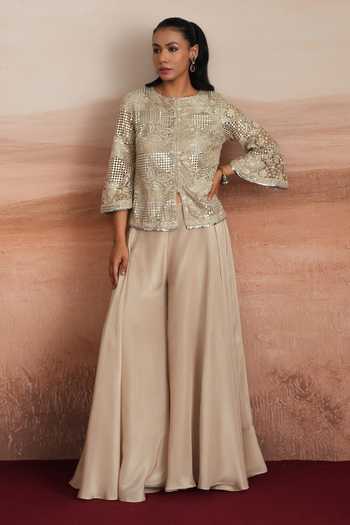 Mustard Moon By Neyha And Vrinda Sidra Embellished Jacket & Sharara Set