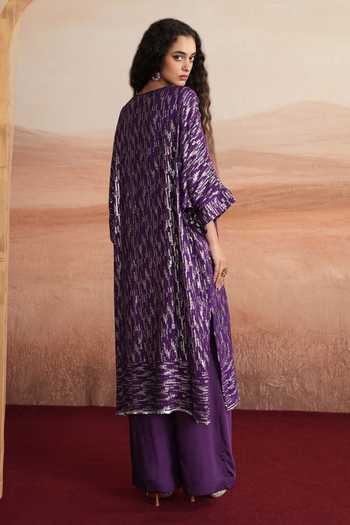 Mustard Moon By Neyha And Vrinda Alina Sequin Striped Kurta & Pant Set