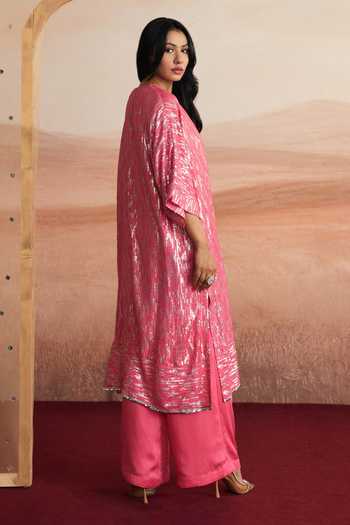 Mustard Moon By Neyha And Vrinda Alina Sequin Striped Kurta & Pant Set