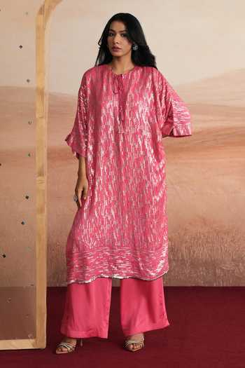 Mustard Moon By Neyha And Vrinda Alina Sequin Striped Kurta & Pant Set
