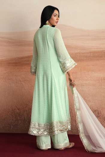 Mustard Moon By Neyha And Vrinda Devika A-line Embroidered Yoke Kurta Set