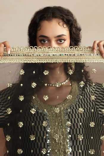Shop Mustard Moon By Neyha And Vrinda Black Georgette, Silk, Brocade, Net Amina Embroidered Woven Kurta And Sharara Set Online at Aza Fashions Shop_Mustard Moon By Neyha And Vrinda_Black Georgette, Silk, Brocade, Net Amina Embroidered Woven Kurta And Sharara Set _Online_at_Aza_Fashions