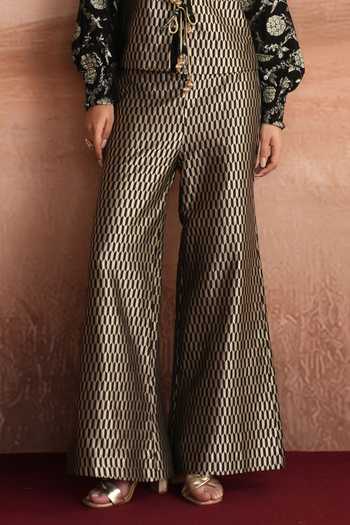 Buy Mustard Moon By Neyha And Vrinda Black Brocade, Silk Round Neck Sahar Woven Jacket And Trouser Set Online at Aza Fashions Buy_Mustard Moon By Neyha And Vrinda_Black Brocade, Silk Round Neck Sahar Woven Jacket And Trouser Set _Online_at_Aza_Fashions