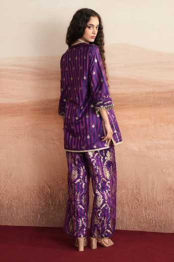 Mustard Moon By Neyha And Vrinda Sameena Brocade Kurta & Palazzo Set