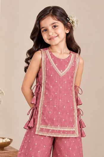 Buy Pankhuri By Priyanka Pink Tissue Zari, Lace Embroidered Kurta And Palazzo Set Online at Aza Fashions Buy_Pankhuri By Priyanka_Pink Tissue Zari, Lace Embroidered Kurta And Palazzo Set _Online_at_Aza_Fashions
