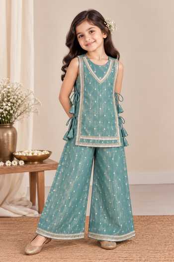 Pankhuri By Priyanka Lace Embellished Kurta & Palazzo Set 