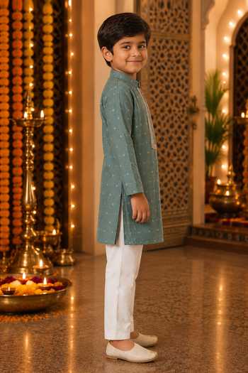 Shop Pankhuri By Priyanka Blue Tissue Embroidered Kurta Set Online at Aza Fashions Shop_Pankhuri By Priyanka_Blue Tissue Embroidered Kurta Set _Online_at_Aza_Fashions