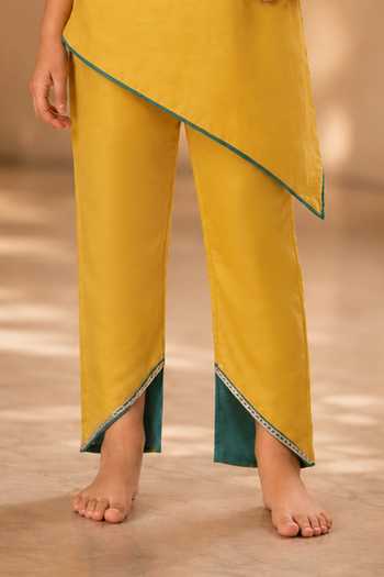 Pankhuri By Priyanka Green Tissue Colorblock Kurta And Pant Set Online at Aza Fashions Pankhuri By Priyanka_Green Tissue Colorblock Kurta And Pant Set _Online_at_Aza_Fashions