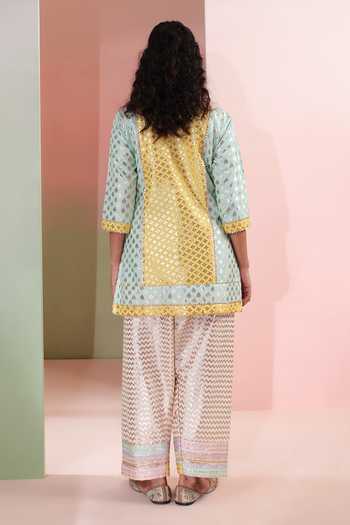 Priyanka Jain Adaa Geometric Woven Kurta Set 