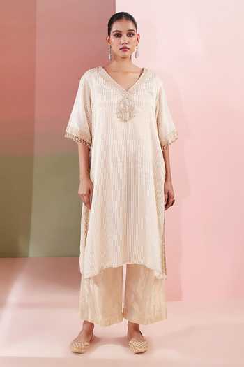 Priyanka Jain Sunehri Embroidered Kaftan & Palazzo Set 