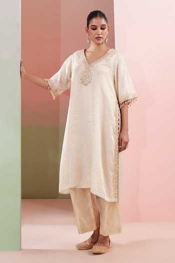 Priyanka Jain Sunehri Embroidered Kaftan & Palazzo Set 