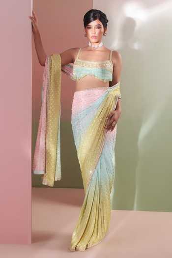 Priyanka Jain Rangrez Embroidered Saree & Blouse Set 
