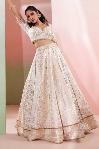 Shop Priyanka Jain Ivory Chanderi Sweetheart Neck Sheesh Mahal Embroidered Lehenga Set Online at Aza Fashions Shop_Priyanka Jain_Ivory Chanderi Sweetheart Neck Sheesh Mahal Embroidered Lehenga Set _Online_at_Aza_Fashions