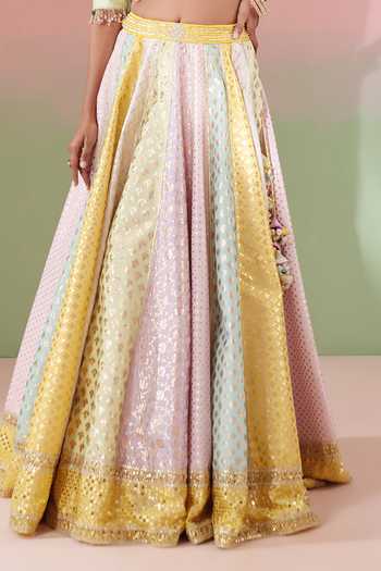Priyanka Jain_Multi Color Chanderi Sweetheart Neck Rangrez Embroidered Lehenga Set _at_Aza_Fashions